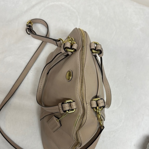 COACH Peyton Sand Beige Taupe Leather Cora Dome Satchel Handbag Purse - Picture 5 of 16
